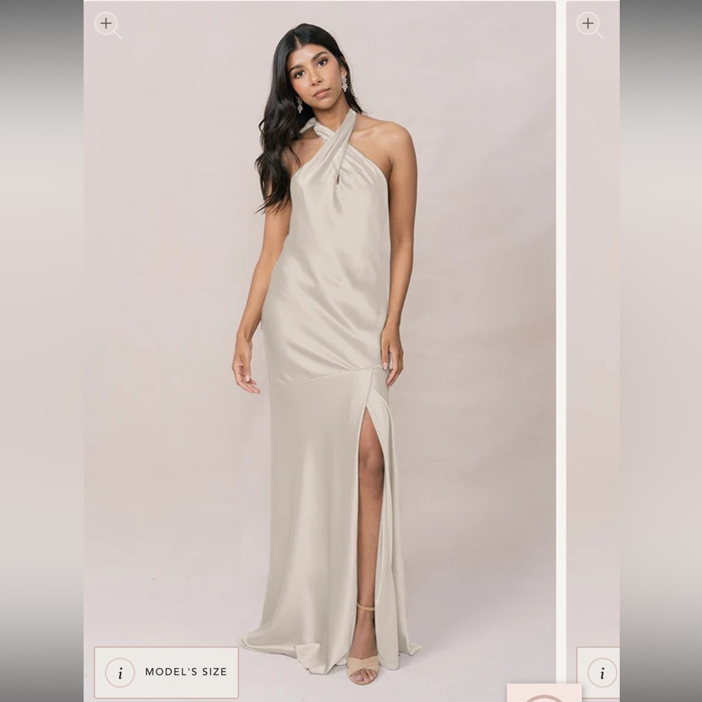 Revelry Elegant Soft Champagne Halter Dress